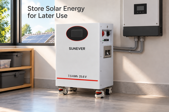 SUNEVER 7.68kWh 25.6V 300Ah Akumulator litowo-żelazowo-fosforanowy do domowego magazynowania energii i zasilania awaryjnego off-grid